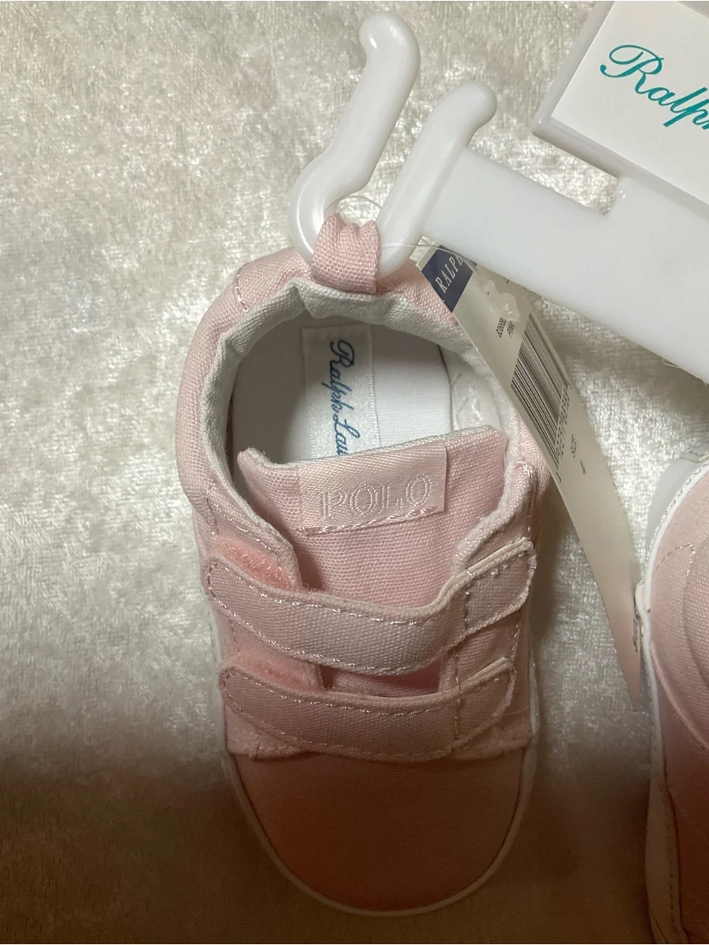 Ralph Lauren Baby Pink Canvas Double-Velcro Sneakers